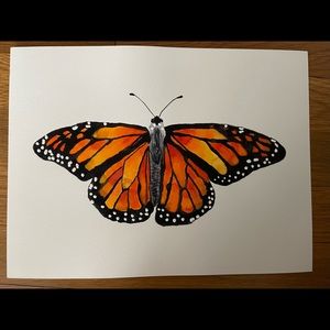 Original monarch butterfly watercolor print 9x12